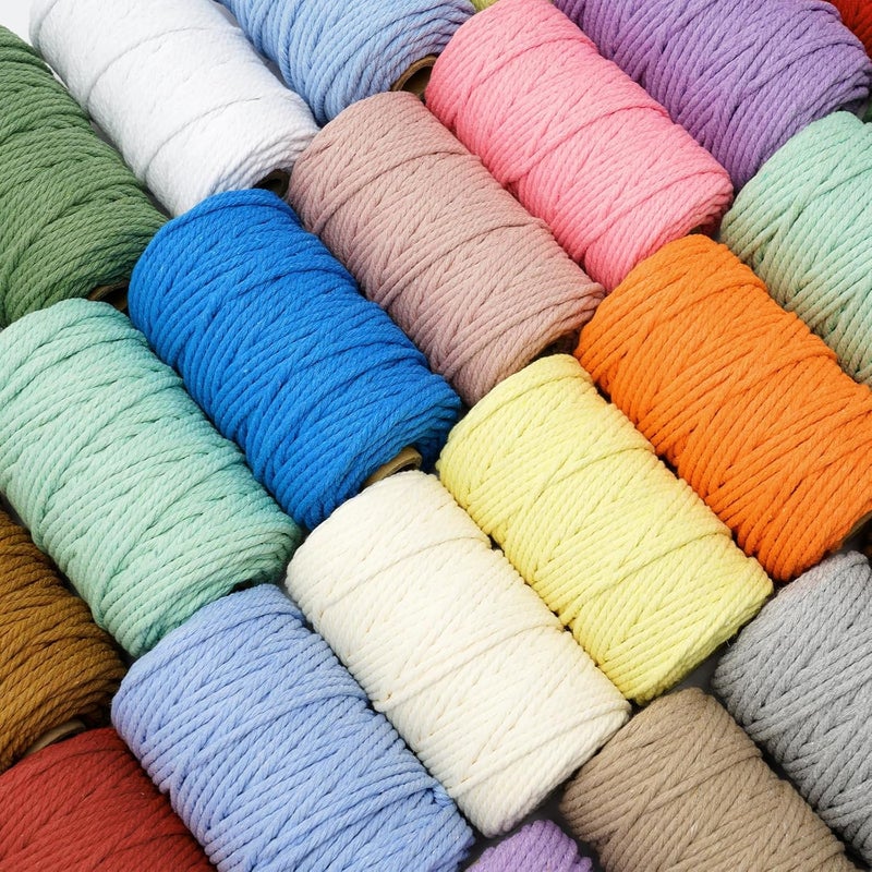 PHUNTTEK Macrame Cord 3mm x 164 Yards, 3 Rolls Purple Colored Macrame Cotton Cord Rope Kit Macrame Yarns Bulk String 4 Strands Twisted for Wall Hanger Plant Hanging DIY Crafts Knitting Macrame Supplies - Image 4